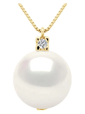 Pearline Złoty naszyjnik z perłą i diamentem - dł. 42 cm rozmiar: onesize
