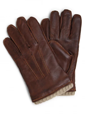 Pearlwood Rękawiczki ze skóry Mężczyźni skóra brązowy jednolity,