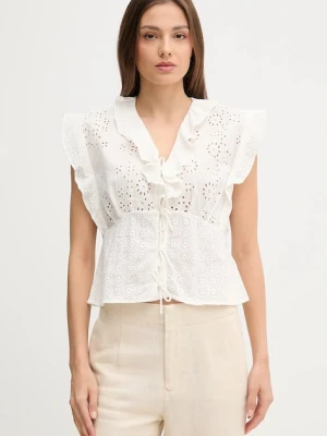 Pedro del Hierro bluzka bawełniana damska kolor biały gładka 7659080