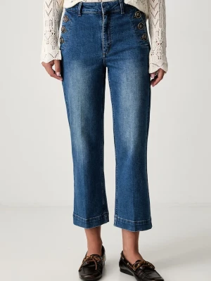 Pedro del Hierro jeansy wide leg damskie niebieski