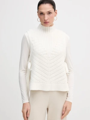 Pedro del Hierro kamizelka z domieszką wełny damski kolor biały ciepły z półgolfem 5502017