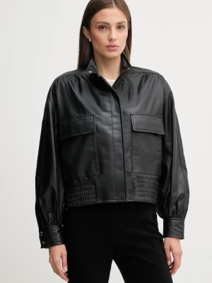 Pedro del Hierro kurtka skórzana kolor czarny przejściowa oversize 5492124