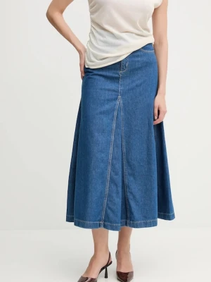 Pedro del Hierro spódnica jeansowa bawełniana kolor niebieski midi rozkloszowana 7599294