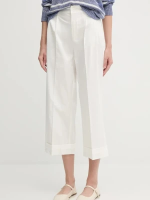 Pedro del Hierro spodnie damskie kolor beżowy proste high waist 7609767