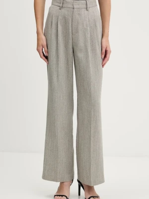 Pedro del Hierro spodnie damskie kolor beżowy szerokie high waist 7602530