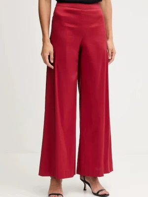 Pedro del Hierro spodnie damskie kolor bordowy szerokie high waist 7602521