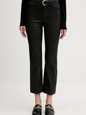 Pedro del Hierro spodnie damskie kolor czarny dzwony high waist 7602532