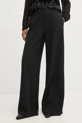 Pedro del Hierro spodnie damskie kolor czarny szerokie high waist 7608776