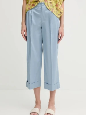 Pedro del Hierro spodnie damskie kolor niebieski proste high waist 7609767