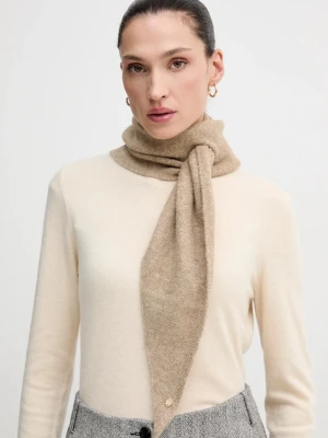Pedro del Hierro szalik z domieszką wełny damski kolor beżowy gładki 4962464