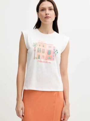 Pedro del Hierro t-shirt bawełniany damski kolor biały 4539636