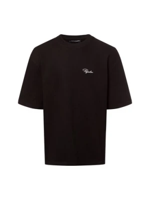 PEGADOR Koszulka męska - Signar Mężczyźni Bawełna czarny wypukły wzór tkaniny,