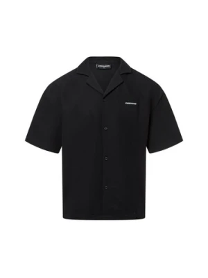 PEGADOR Męska koszula casual - Troy Mężczyźni Comfort Fit Sztuczne włókno czarny jednolity,