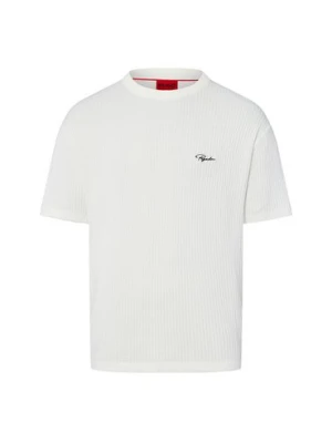 PEGADOR T-shirt z perforowanej dzianiny - Signar Mężczyźni Bawełna biały wypukły wzór tkaniny,