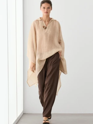 Peleryna 100% Ramia - Beżowy - Massimo Dutti - Female