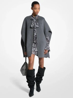 Peleryna z dwustronnej mieszanki wełny Michael Kors DERBY MELANŻ (Szary)