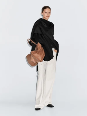 Peleryna Z Mieszanki Wełny O Fakturze Flauszu - Czarny - - Massimo Dutti - Kobieta