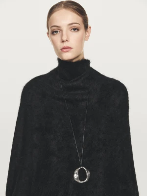 Peleryna Ze 100% Kaszmiru Z Efektem Wyczesania - Czarny - - Massimo Dutti - Kobieta