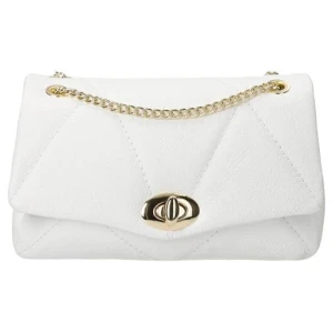 Biała pikowana torebka damska ze złotym lancuszkiem 80287-50 Wojas