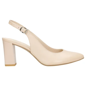 Eleganckie skórzane beżowe czółenka z odkryta pięta 35088-54 Wojas