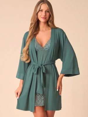 Peniuar bambusowy z paskiem - Tiffany 01 POUPEE AZURE