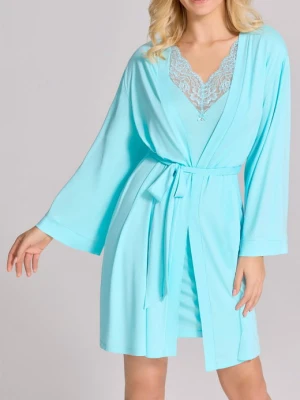 Peniuar damski z lazurowego micromodalu z włóknem bambusowym Capri POUPEE