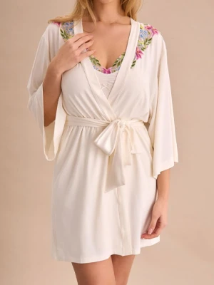 Peniuar z włókna bambusowego z wiosennym haftem - Meadow POUPEE