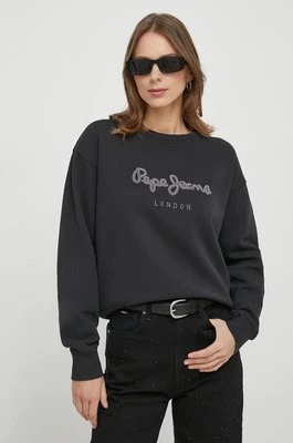 Pepe Jeans bluza bawełniana damska kolor czarny z aplikacją