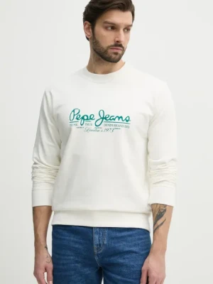 Pepe Jeans bluza bawełniana DUMAS CREW męska kolor biały z nadrukiem PM582832