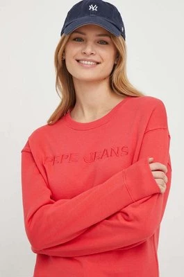 Pepe Jeans bluza bawełniana Hanna damska kolor czerwony z aplikacją PL581396