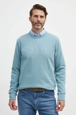 Pepe Jeans bluza bawełniana Joe Crew męska kolor niebieski z aplikacją