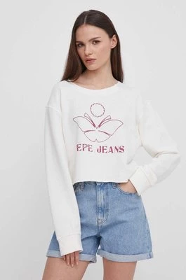 Pepe Jeans bluza bawełniana Lorelai damska kolor beżowy z nadrukiem