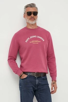 Pepe Jeans bluza bawełniana Medley męska kolor różowy z nadrukiem