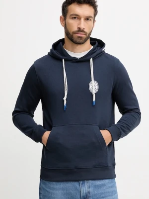 Pepe Jeans bluza bawełniana męska kolor granatowy z kapturem z aplikacją PM5800042