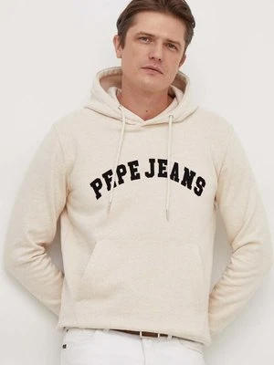 Pepe Jeans bluza bawełniana Rane męska kolor beżowy z kapturem melanżowa PM582556