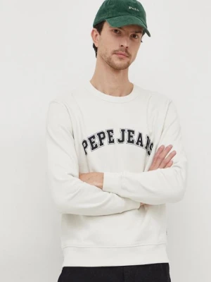 Pepe Jeans bluza bawełniana Raven męska kolor beżowy z nadrukiem PM582555