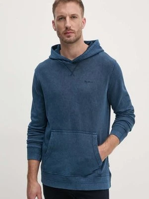 Pepe Jeans bluza bawełniana SILVERTON HOODIE męska kolor granatowy z kapturem gładka PM582713