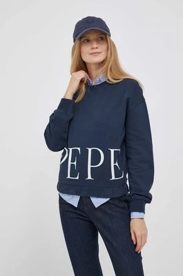 Pepe Jeans bluza bawełniana Victoria damska kolor granatowy z nadrukiem