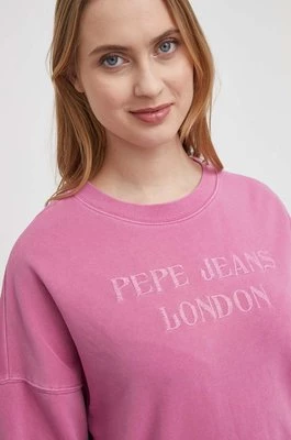 Pepe Jeans bluza damska kolor różowy z aplikacją