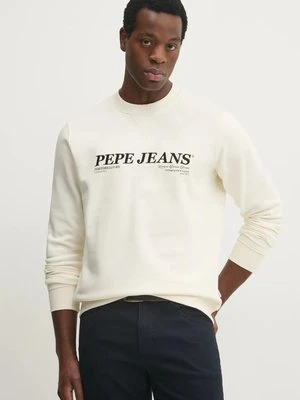 Pepe Jeans bluza DYLAN CREW męska kolor beżowy z aplikacją PM582756