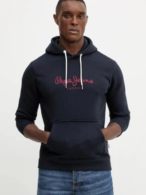 Pepe Jeans bluza męska kolor granatowy z kapturem z aplikacją PM5800009