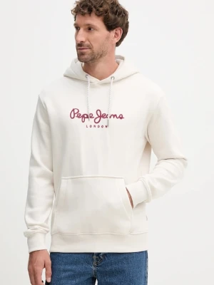 Pepe Jeans bluza męska kolor kremowy z kapturem z aplikacją PM5800009