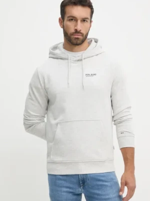 Pepe Jeans bluza SAM HOODIE męska kolor szary z kapturem z nadrukiem PM582700