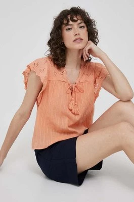 Pepe Jeans bluzka bawełniana Anaise damska kolor pomarańczowy gładka