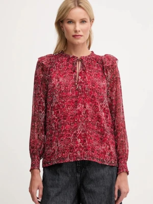 Pepe Jeans bluzka damska kolor bordowy wzorzysta PL3051270