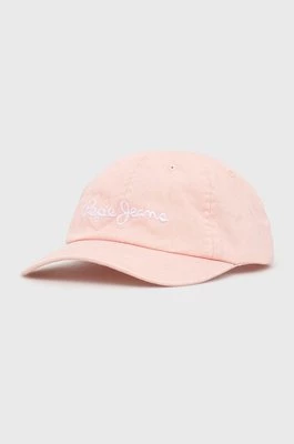 Pepe Jeans czapka LUCIA CAP kolor różowy z aplikacją