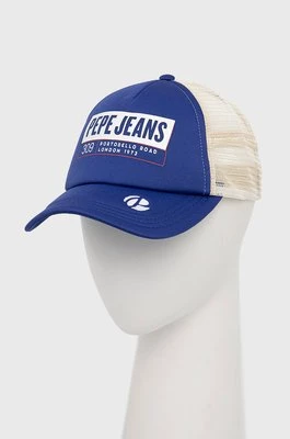 Pepe Jeans czapka Telmo kolor granatowy z nadrukiem