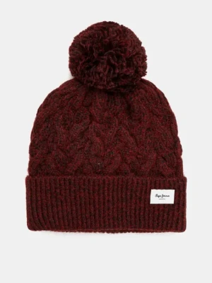 Pepe Jeans czapka WALLIS HAT kolor bordowy z grubej dzianiny PL040353