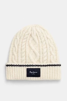 Pepe Jeans czapka WANDA HAT kolor biały z grubej dzianiny PL040359