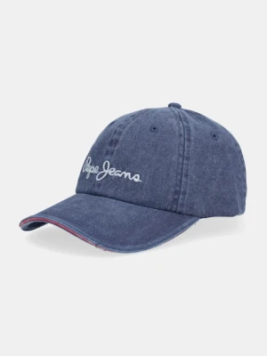 Pepe Jeans czapka z daszkiem bawełniana kolor niebieski PL0400001